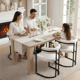 White Sherpa Dining Chairs Set of 4, Modern Boucle Barrel Dining Chairs with Comfy Back