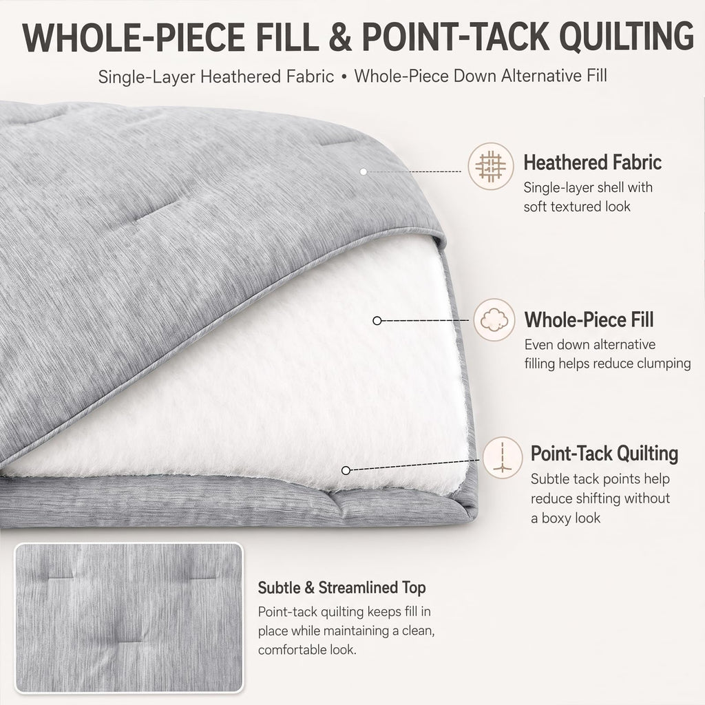 Comforter Set, Heathered Light Grey, 3 Pieces Bedding Sets
