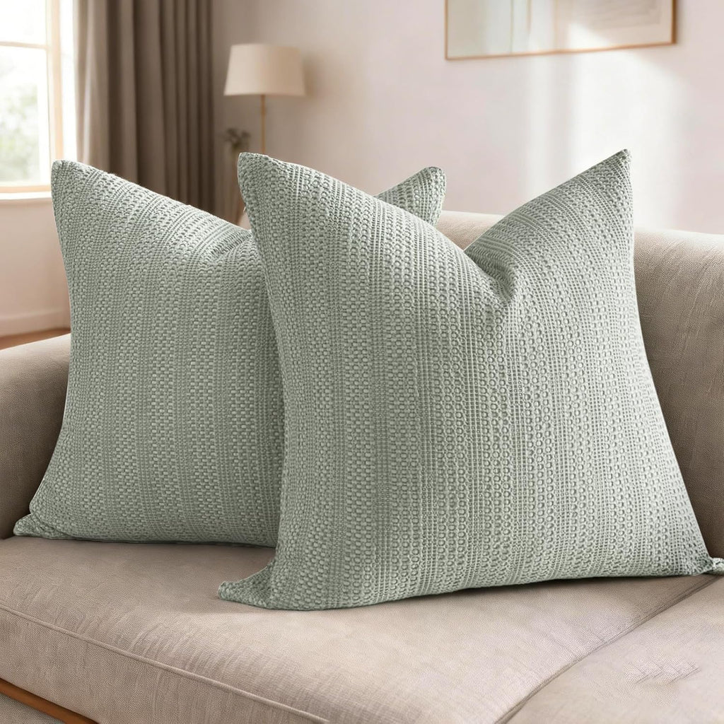 26x26 Pillow Covers Boho Euro Shams Set of 2 Decorative Throw Pillow Covers Cotton Large Square Pillowcase, Sage Green