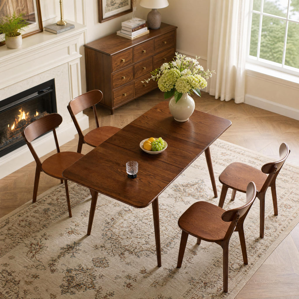 Oak Dining Chairs, Kitchen Chairs, 100% Solid Wood Modern Dinner Chair with Curved Backrest, Dining Room Chair (1PK