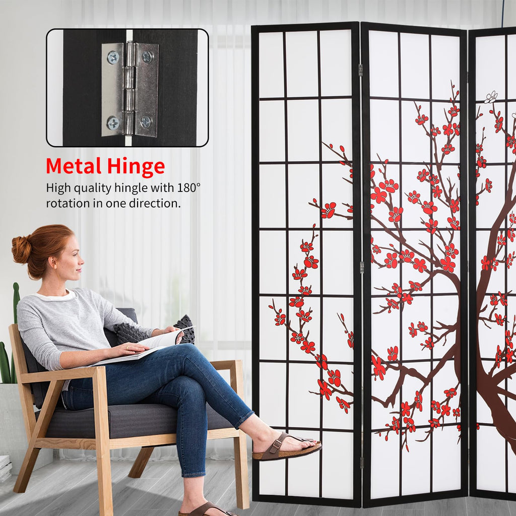 Japanese Room Divider Panel, 6ft Folding Privacy Divider, 4 Panels