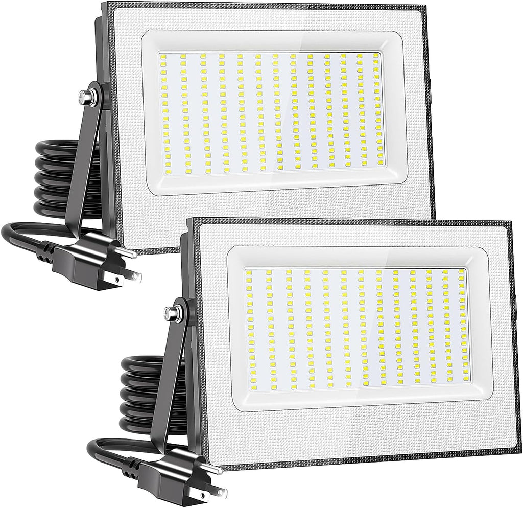 200W Flood Lights Outdoor,19000lm Bright LED Work Light with Plug,Daylight White LED Flood Lighting,IP66 Waterproof