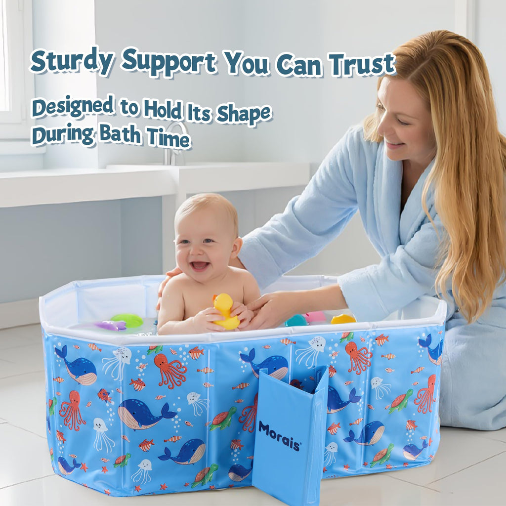 Collapsible Baby Bathtub, Portable Toddler Bath Tub for Shower