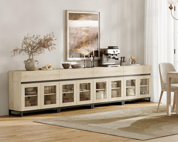 Sideboard Buffet Cabinets, Modern Credenza Sideboard with Adjustable Shelf and Metal Base, Coffee Bar Cabinet Accent