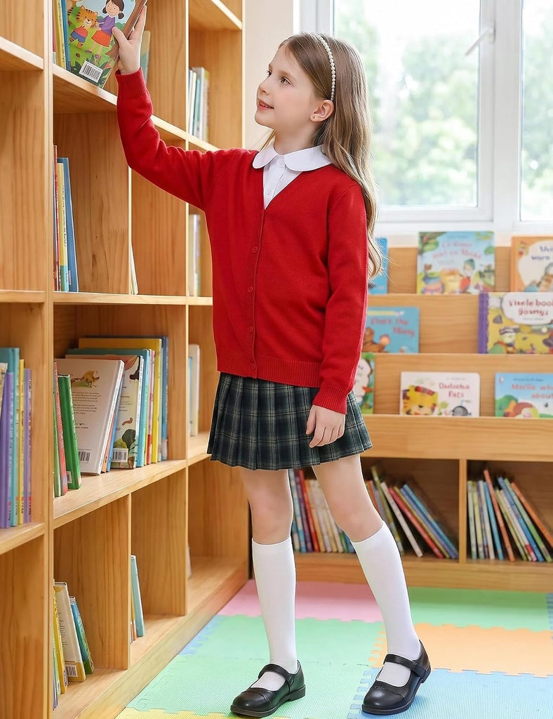 Sweaters Long Sleeve V-Neck Knit Button School Outfit