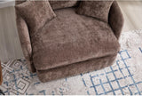 Modern Swivel Lounge Chair and Ottoman — Brown Chenille