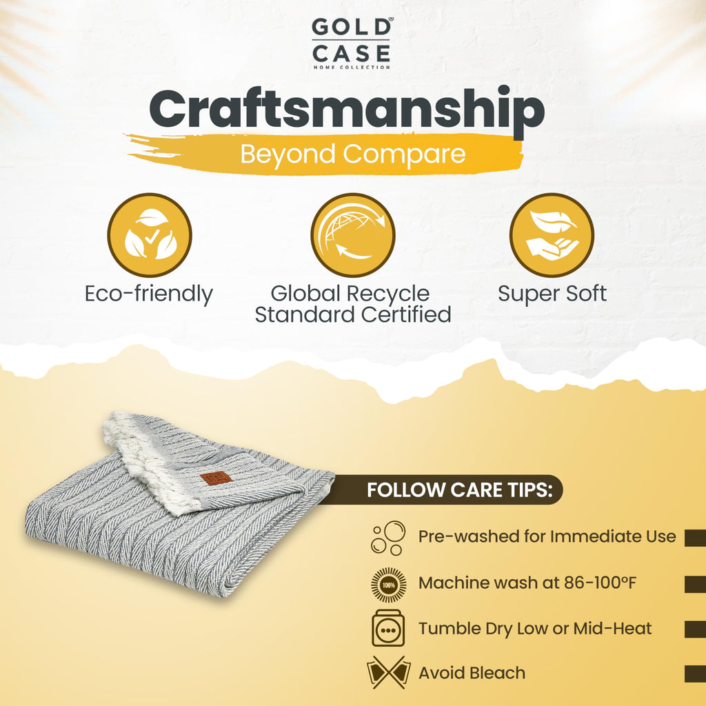 Case Turkish Cotton Throw Blanket for Couch, Bed & Outdoor, 60x80