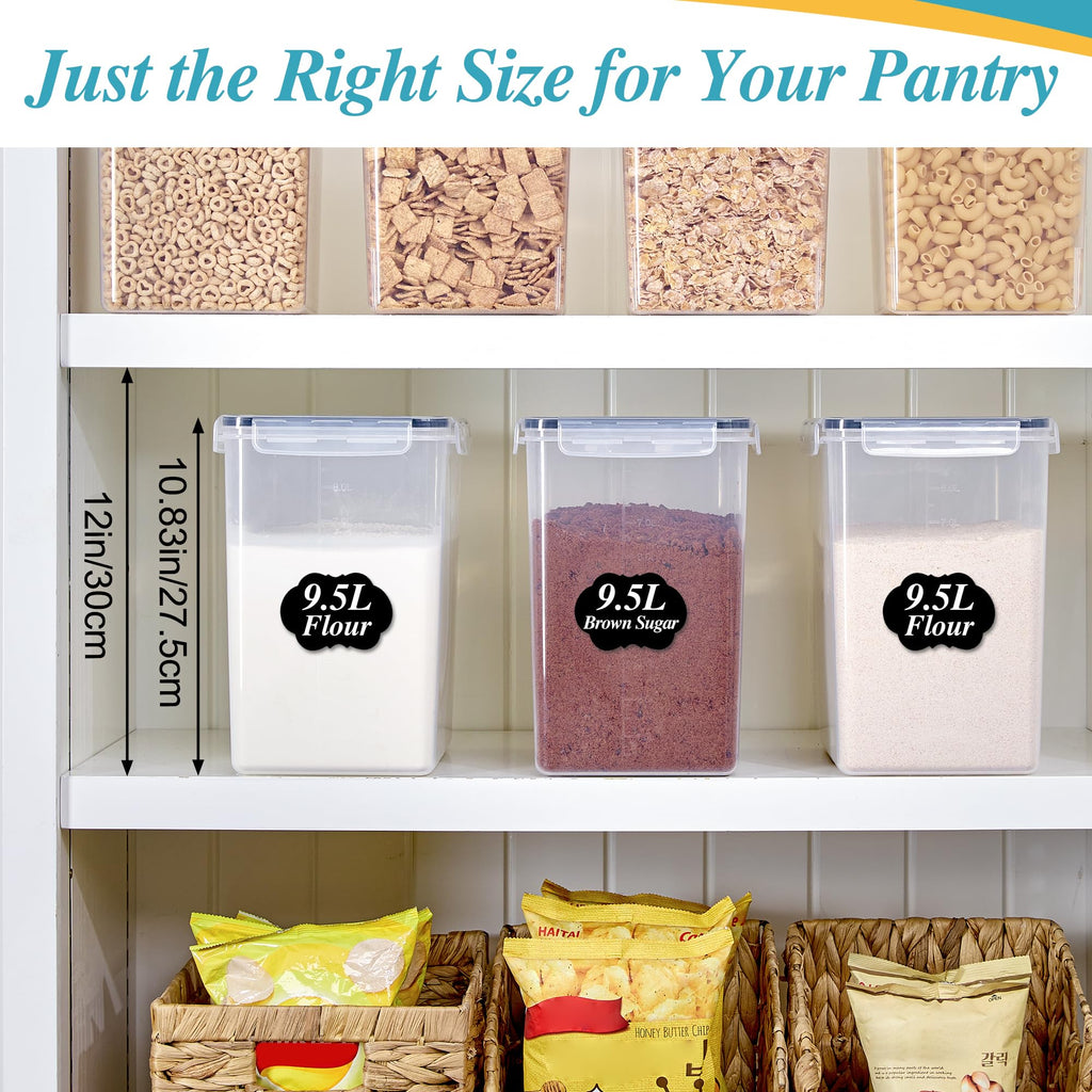 9.5L Flour Sugar Storage Containers, 2 Pack, Each Fits 12.5 lb