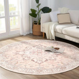 Area Rugs Washable Non-Slip, Floral Vintage Distress Print Pattern Medallion Carpet for Living Room Bedroom
