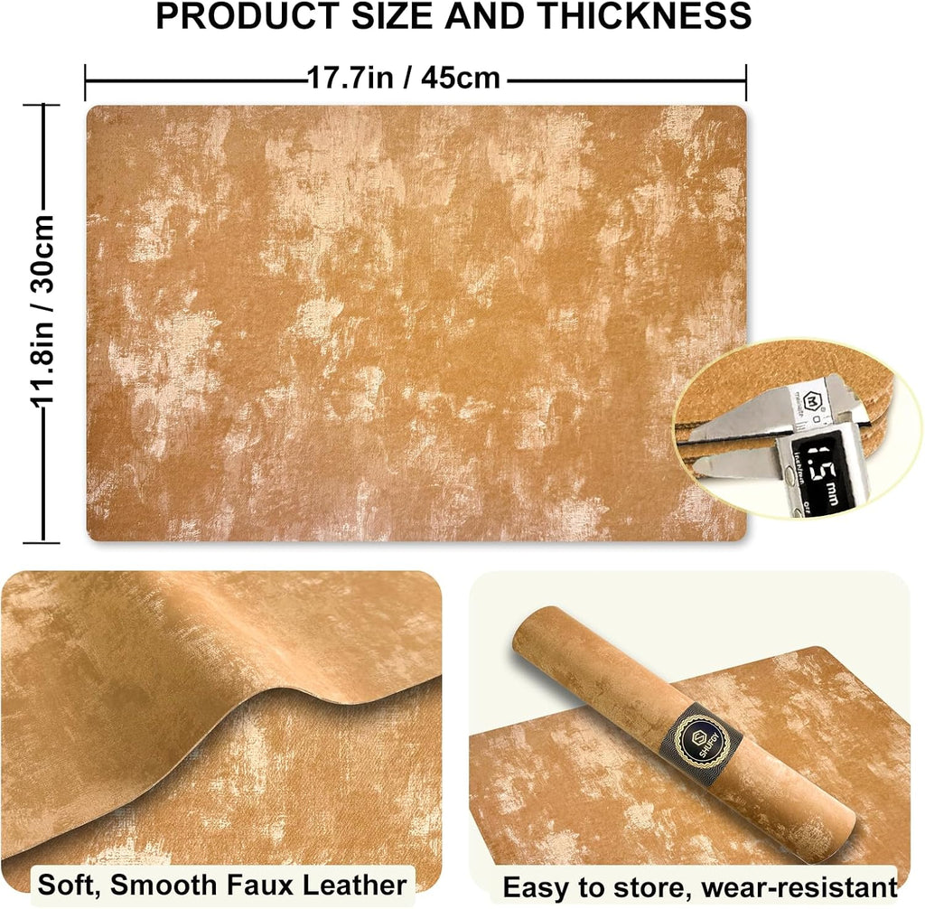 Faux Leather Placemats, 11.8"x17.7", Apricot - Set of 4