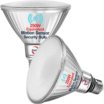 Motion Sensor PAR38 Outdoor Flood Light, 250W Equivalent, 5000K,2-Pk