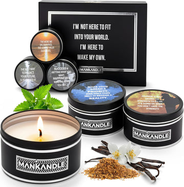 Premium Scented Candles Gift Set for Men | 6-Pack Soy Wax Candles with Relaxing Masculine Scents | Inspirational