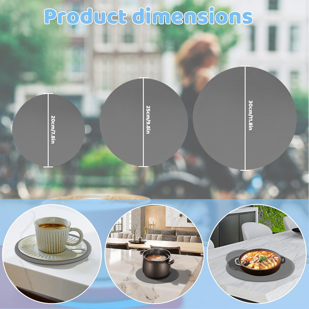 8 10 12 Inch Microwave mat, Trivet, Multi-Purpose Hot Pad,Pot Holder,Baking,Drying, Silicone mats - Set of 3