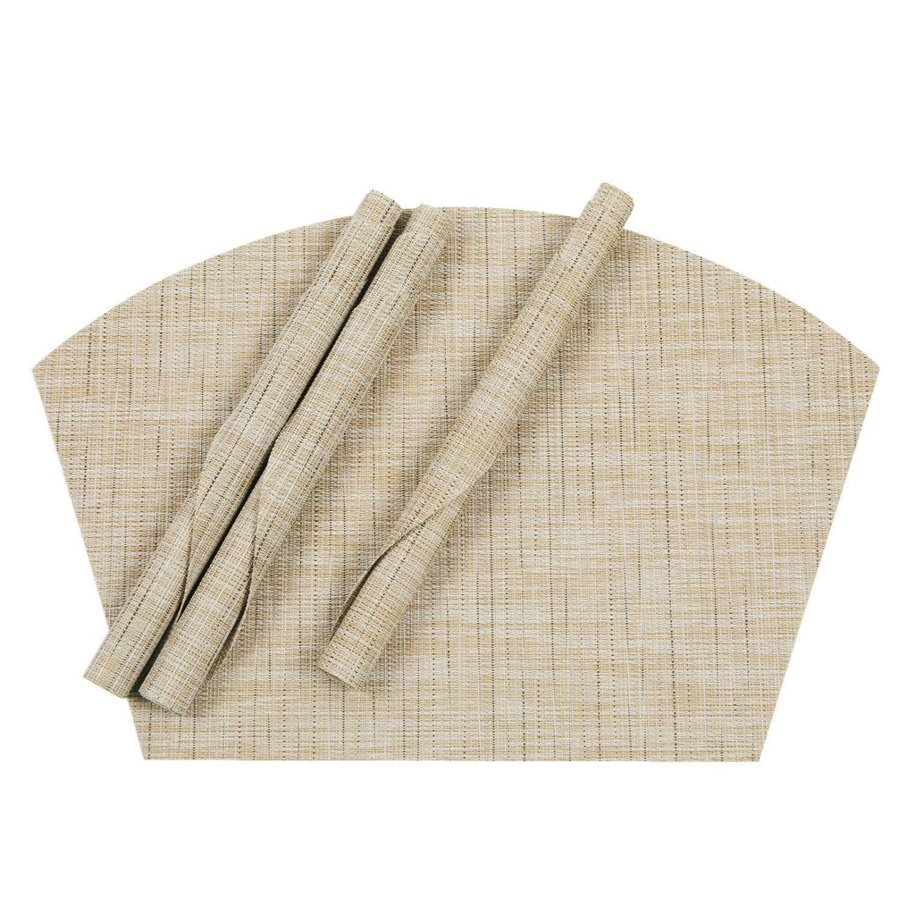 Round Table Placemats Wedge Shaped Placemat Set of 4 Non Slip Heat Resistant Woven Vinyl Table Mats Wipe Clean Indoor
