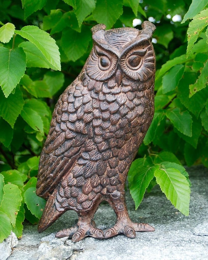Great Horned Owl Garden Statue, Bronze