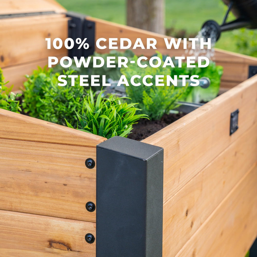 Aggie 4' x 2' Cedar Wood Cold Frame Portable Mini Greenhouse, Raised Garden Planter with Temperature-Activated