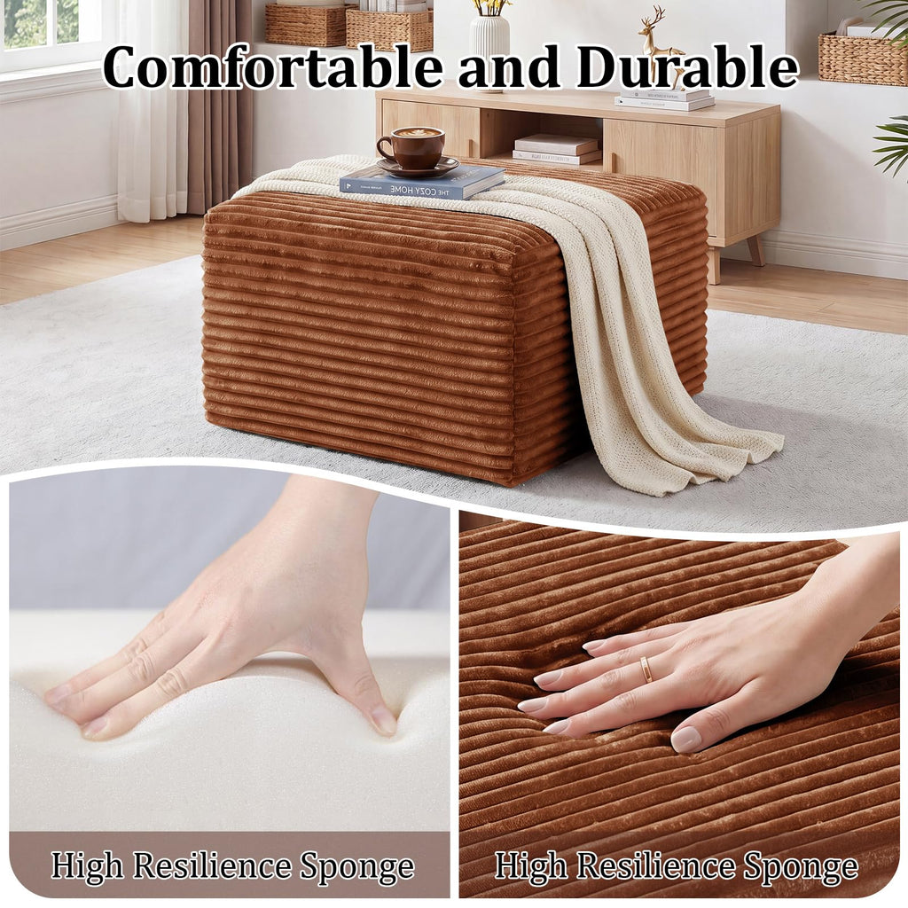 Boneless Ottoman Cloud Foot Rest, Modular Sectional Couch Foot Stool Brown