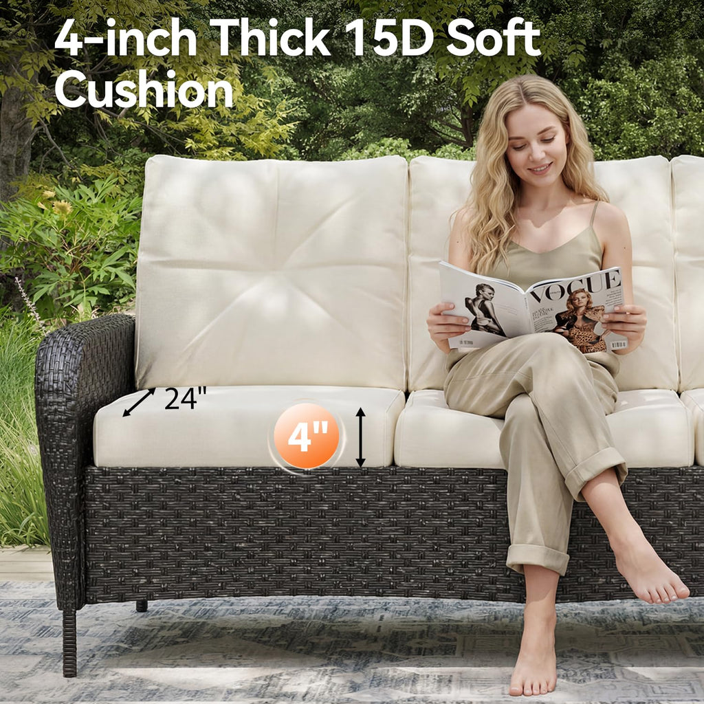 10-Piece Patio Furniture Set with 44'' Fire Pit Table, Luxury Outdoor Patio Furniture Set with 360° Swivel Chairs