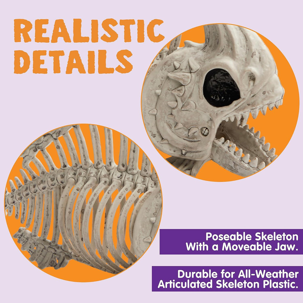 9.5 Halloween Posable Fish Skeleton Decor, Animal Plastic Bones with Posable Joints Outdoor Halloween - Set of 2