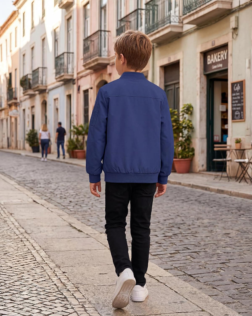 Boy's Bomber Jackets Kids Spring Fall Zip Up Varsity Windbreak Jackets