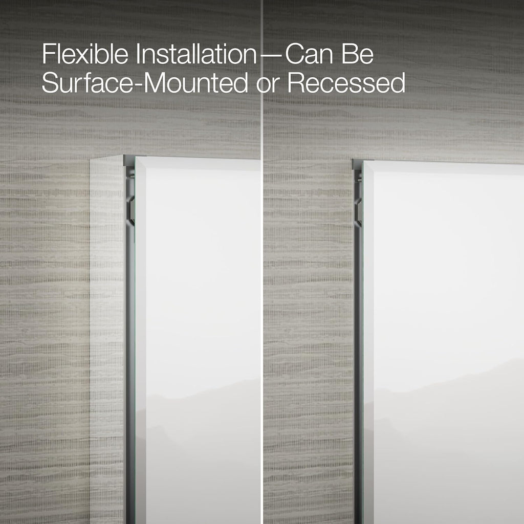 CB-CLC3026FS Bathroom Medicine Cabinet with Mirror, Beveled Mirror Doors, Adjustable Shelves, Rectangular Beveled