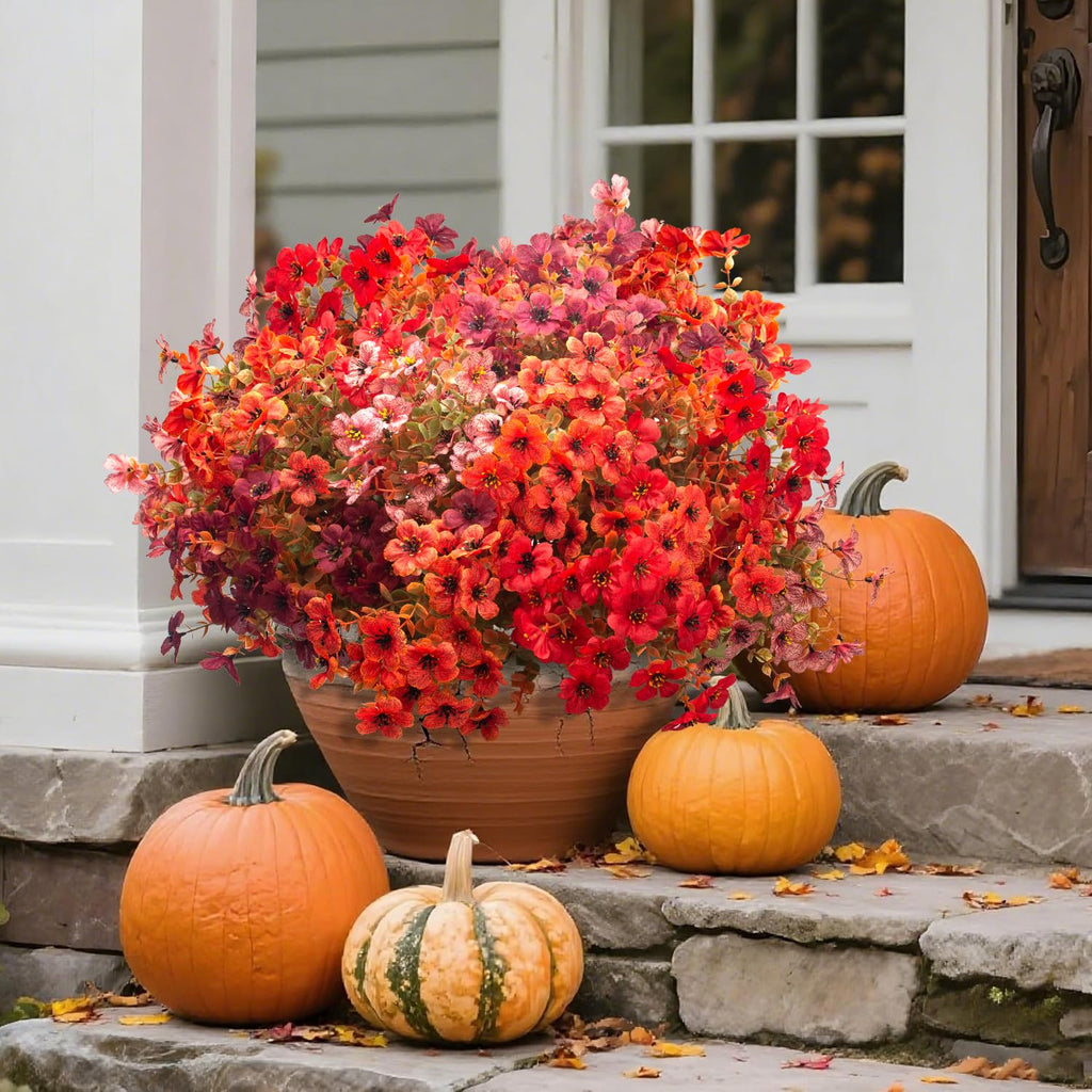 20 Bundles UV Resistant Artificial Fall Flowers - Fake Autumn Plants for Autumn Indoor Outdoor Garden Patio Fireplace