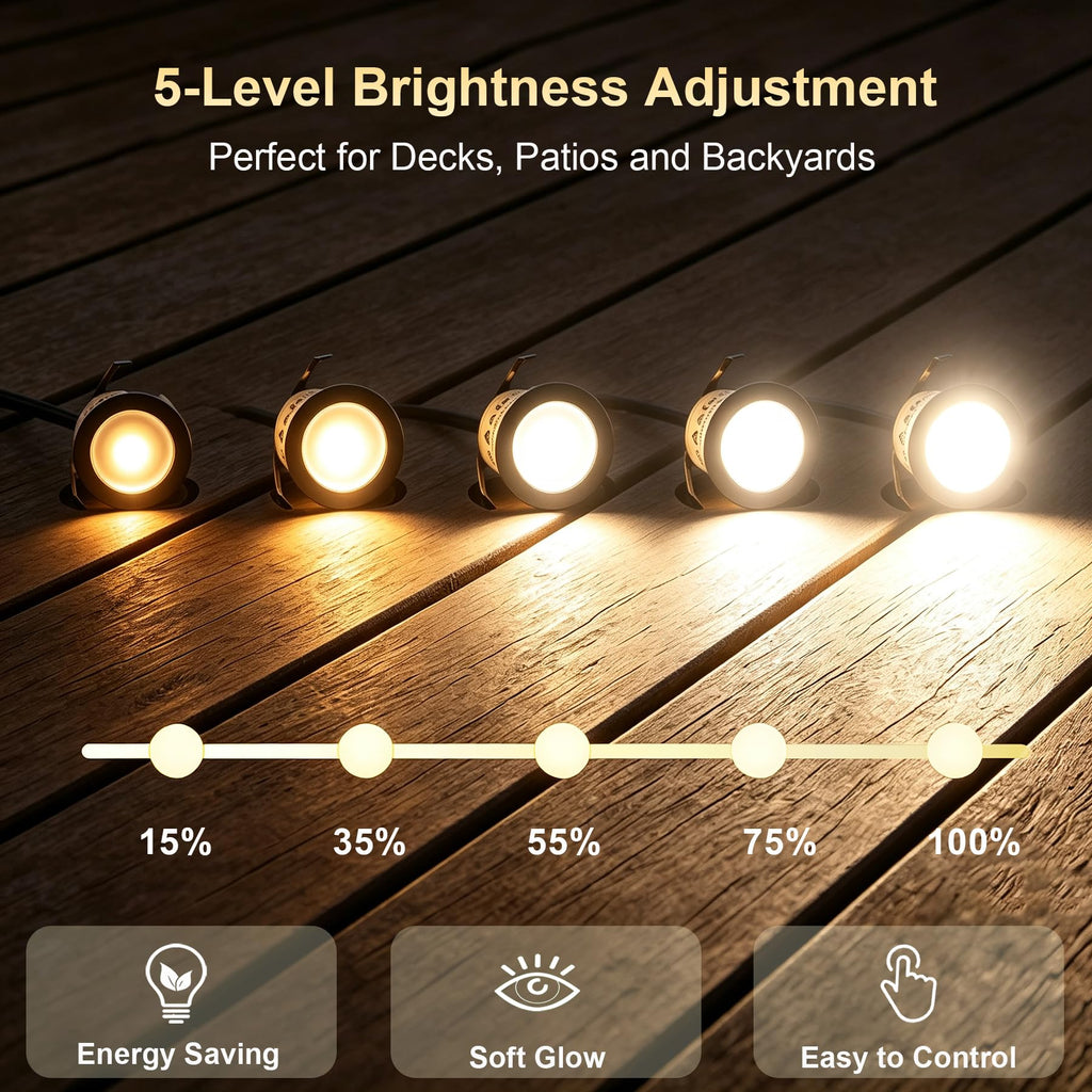 Dimmable LED Deck Lights with Timer and Photocell Sensor, 20 Pack 32mm Recessed Deck Lights Kit, IP67 Waterproof