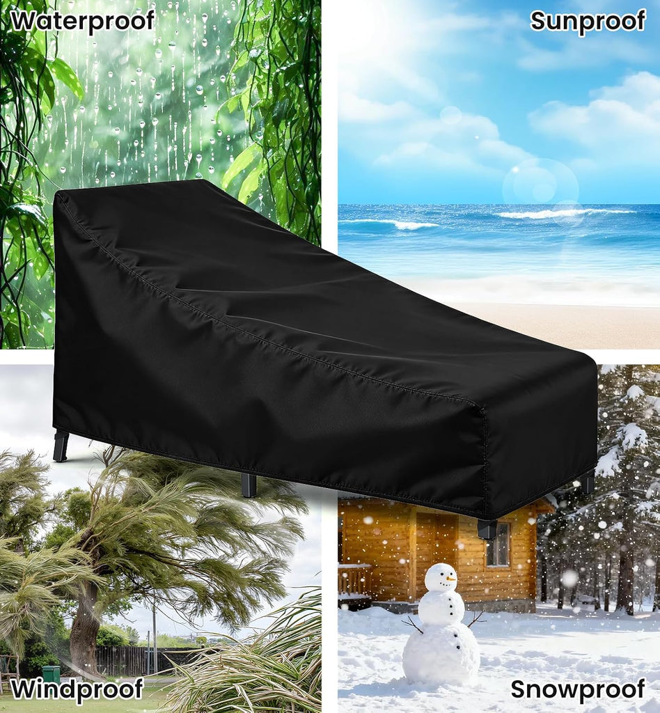 Chaise Lounge Cover 2 Pack Heavy Duty Patio Furniture Covers with Storage Bag, Buckles & Drawstring Outdoor Lounge