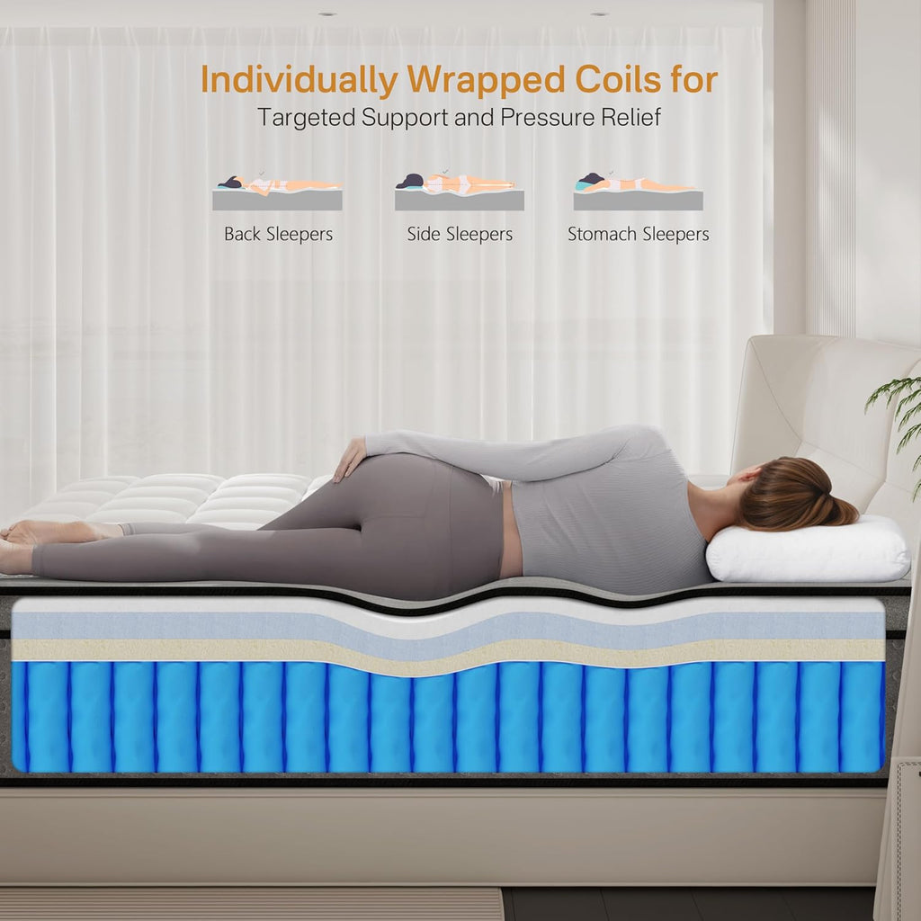 King Size Mattress, Luxury Hybrid 12 Inch King Mattress in a Box | 2026 Upgraded Cooling Gel Memory Foam, Zoned