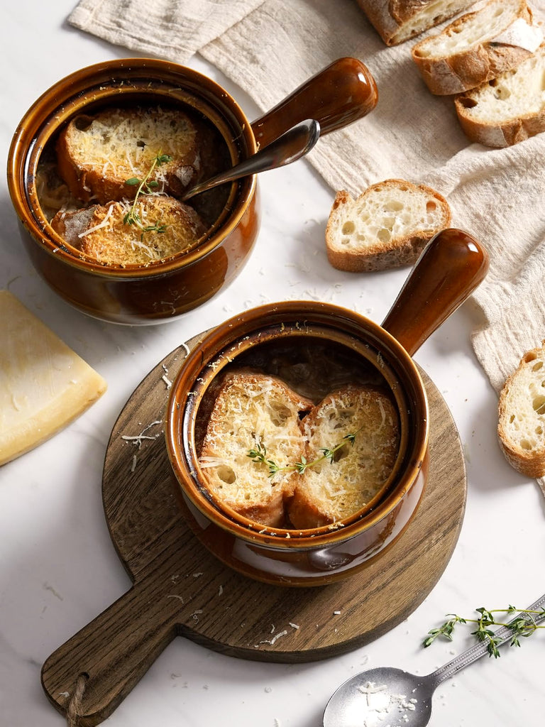French Onion Soup Bowls, 22 Ounces Ceramic Soup Bowls with Handles for Soup, Cereal, Chilli, Beef Stew, Soup Crocks