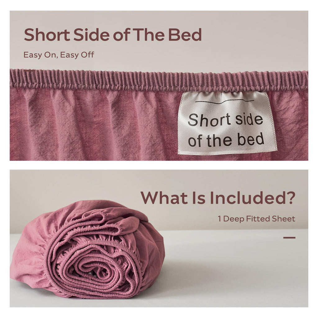 100% Washed Cotton King Fitted Sheet, 16-Inch Deep Pocket