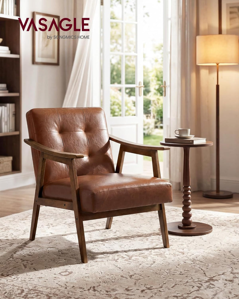 Accent Chair, PU Leather Armchair, Button Tufted, Thick Cushion