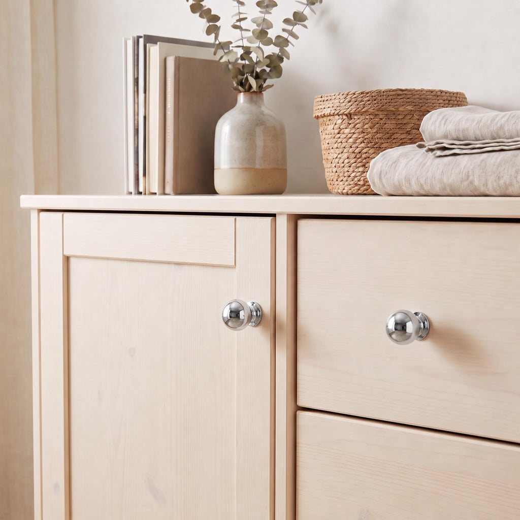 6 Pack 1 Inch Vintage Ball Polished Chrome Cabinet Knobs Kitchen Cabinet Hardware Drawer Knobs Pulls for Drawers.