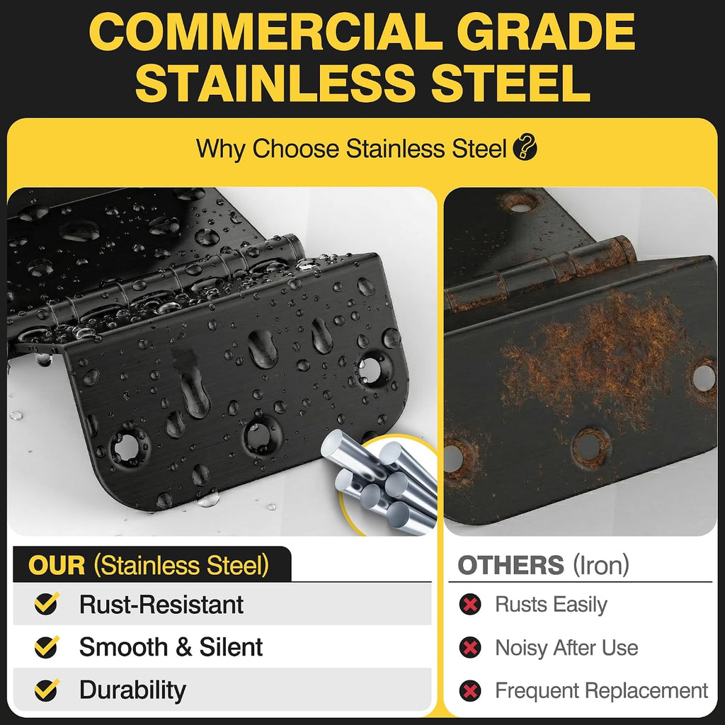 Offset Hinges, 3.5 Inches Swing Door Hinges, 5/8" Radius Corner Ball Bearing Door Hinges, 2 Inches Widen Doorway