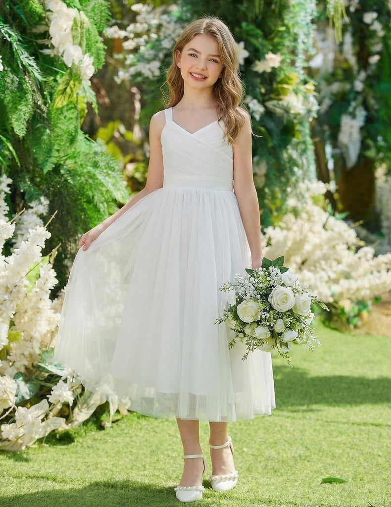 Flower Girl Dress Spaghetti Strap Tulle Long Formal Party Dresses