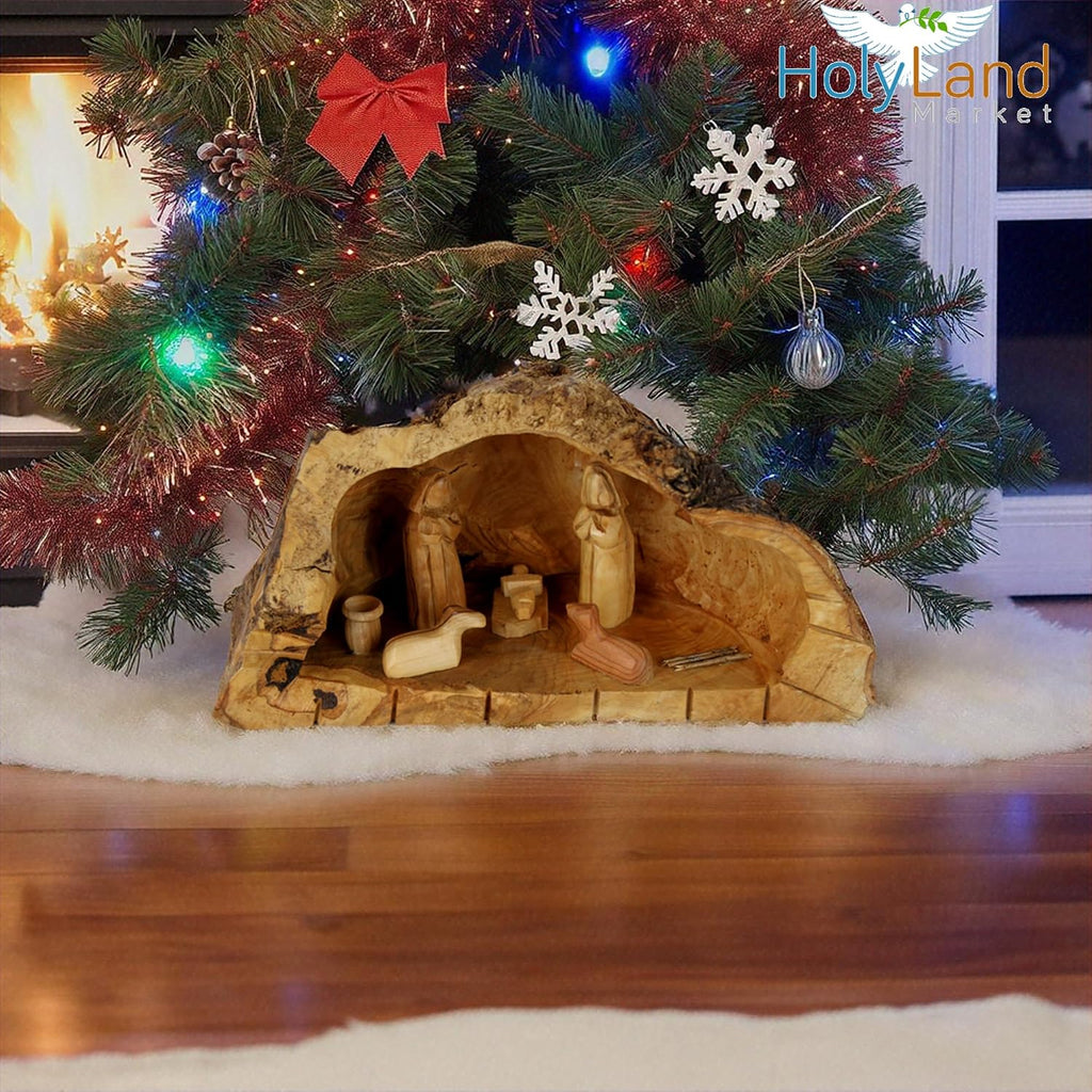 Land Market Inspirational Bethlehem Olive Wood Nativity Scene - Unique Nativity Set Indoor with Hand-Carved Rustic
