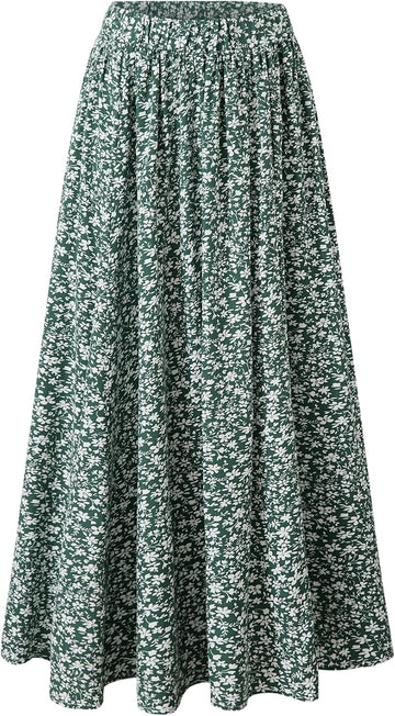 New Girls Floral Maxi Skirt Boho Flowy A-Line Summer Midi Skirt with Elastic Waist