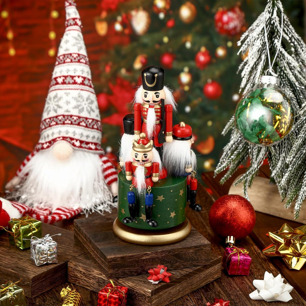3 Pcs Nutcracker Soldier Music Box Wooden Clockwork Soldier Figures