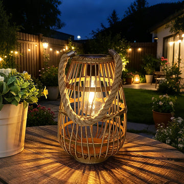 Rattan Solar Lantern Outdoor Hanging & Tabletop Decor Light