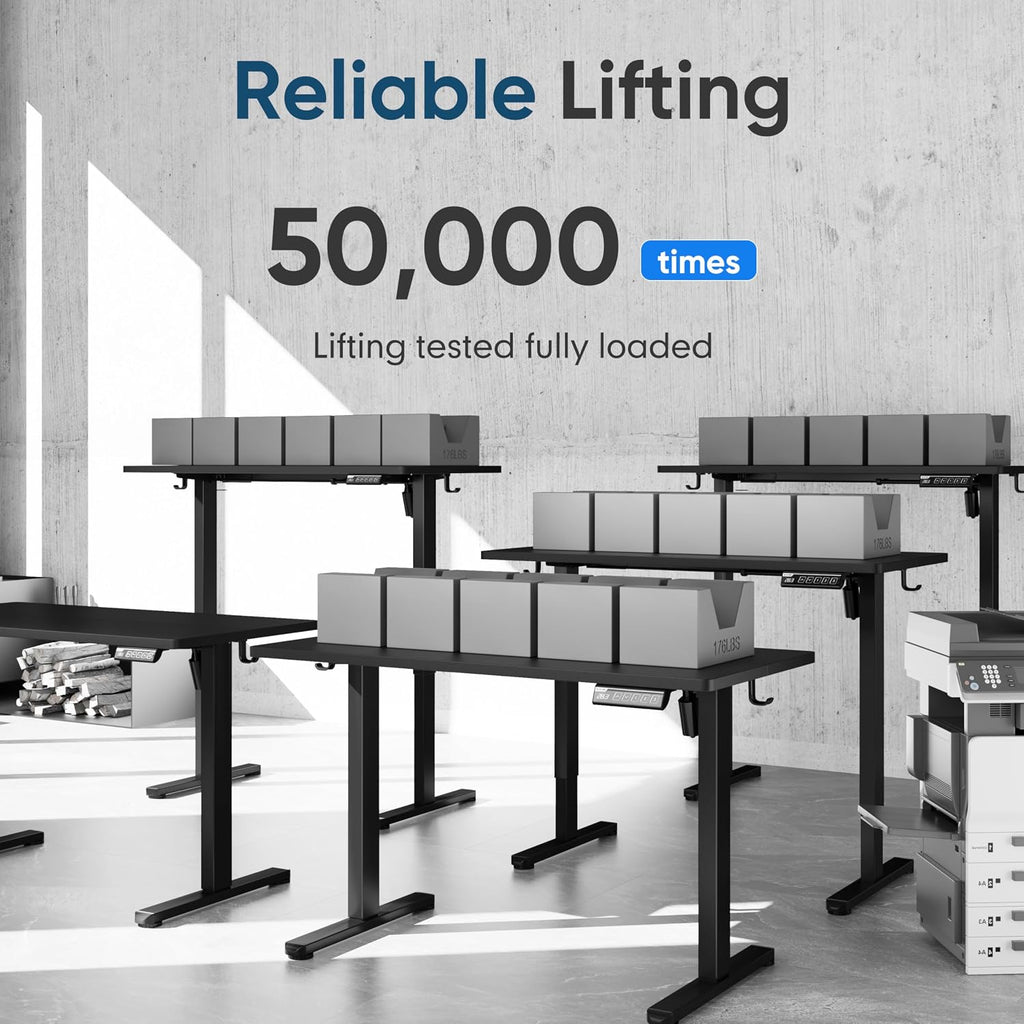 48" x24" Electric Height Adjustable Standing Desk,Black | Ergonomic Home Office Computer Gaming Desks with Memory
