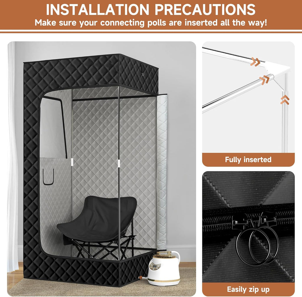 Springspa Portable Steam Sauna Box with 3L & 1500W±10%, Personal Sauna Tent with 9 Adjustable Heat Levels