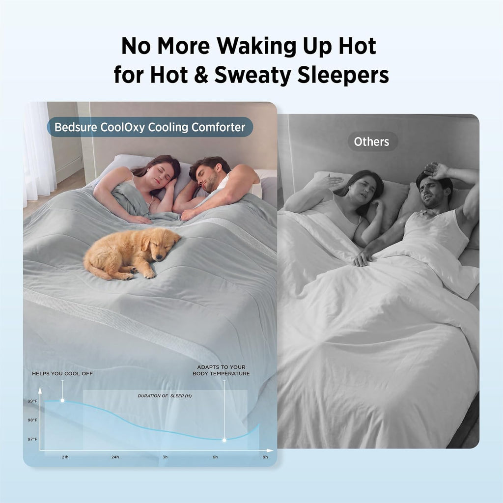 CoolOxy Cooling Comforter King Size - 4X Breathable & Q-Max>0.45 Summer Comforter, Cooling Blankets for Hot Sleepers
