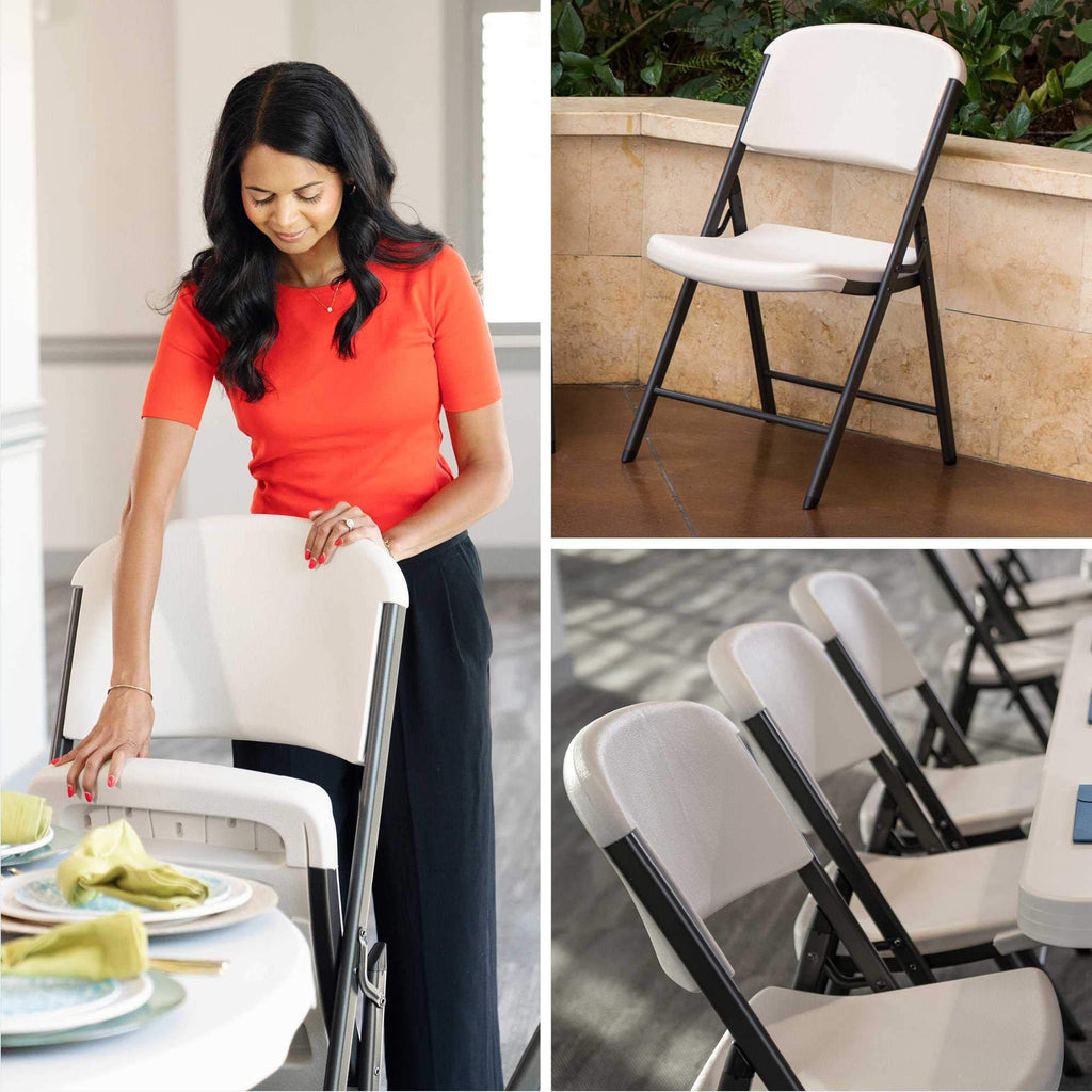 Commercial Grade Folding Chairs, 4 Pack, Almond