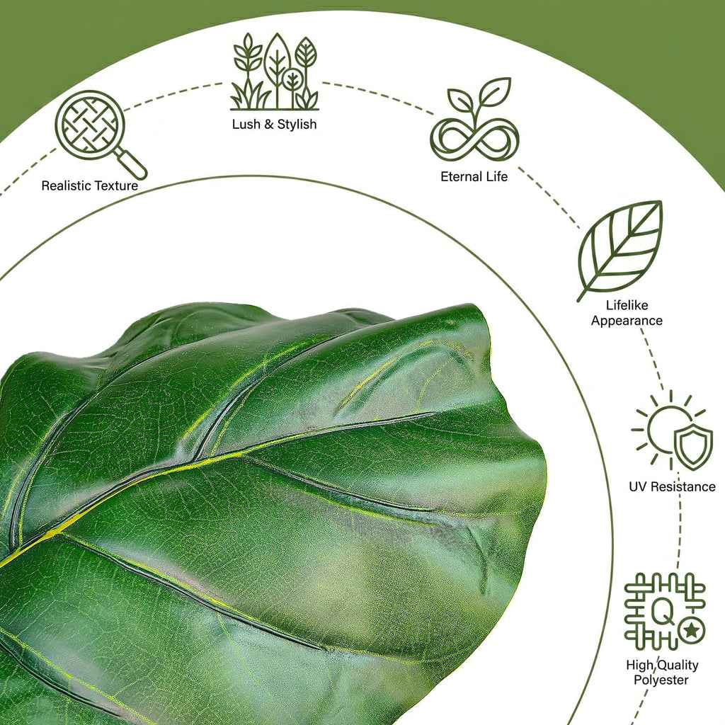 30" Artificial Fiddle Leaf Fig Tree, Realistic Fake Plants Faux Trees Indoor with Cotton Rope Basket, Artificial