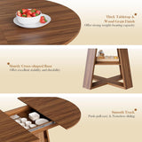 43.3in-59in Extendable Round Dining Table for 4-8 People, Modern Oval Kitchen Table with Storage Shelf & Removable