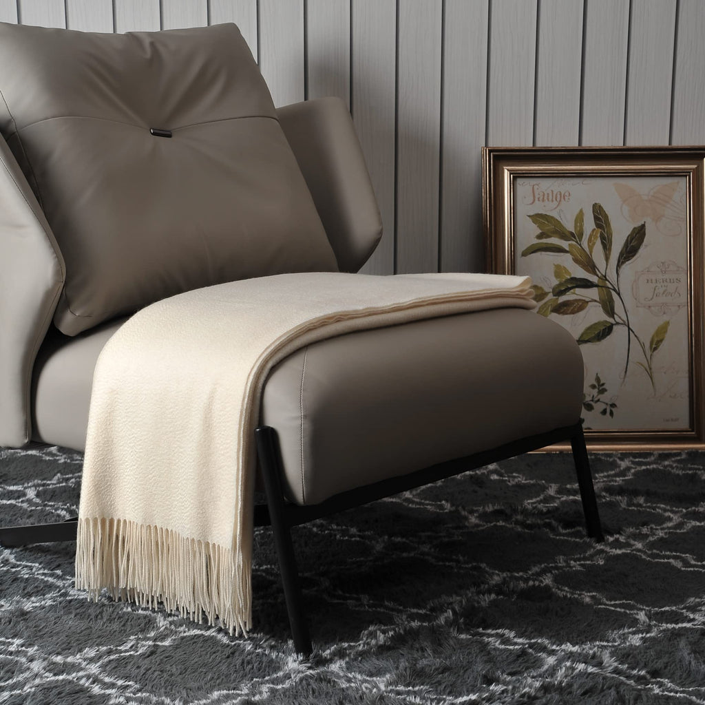 100% Pure Cashmere Throw Blanket for Sofa, Whisper White