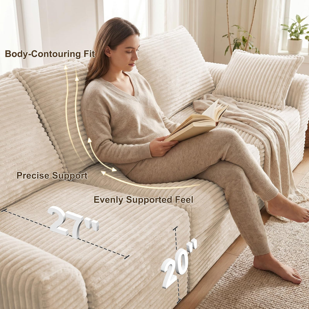 142" Modular Sectional Sofa with Storage, Oversized Boneless Couch