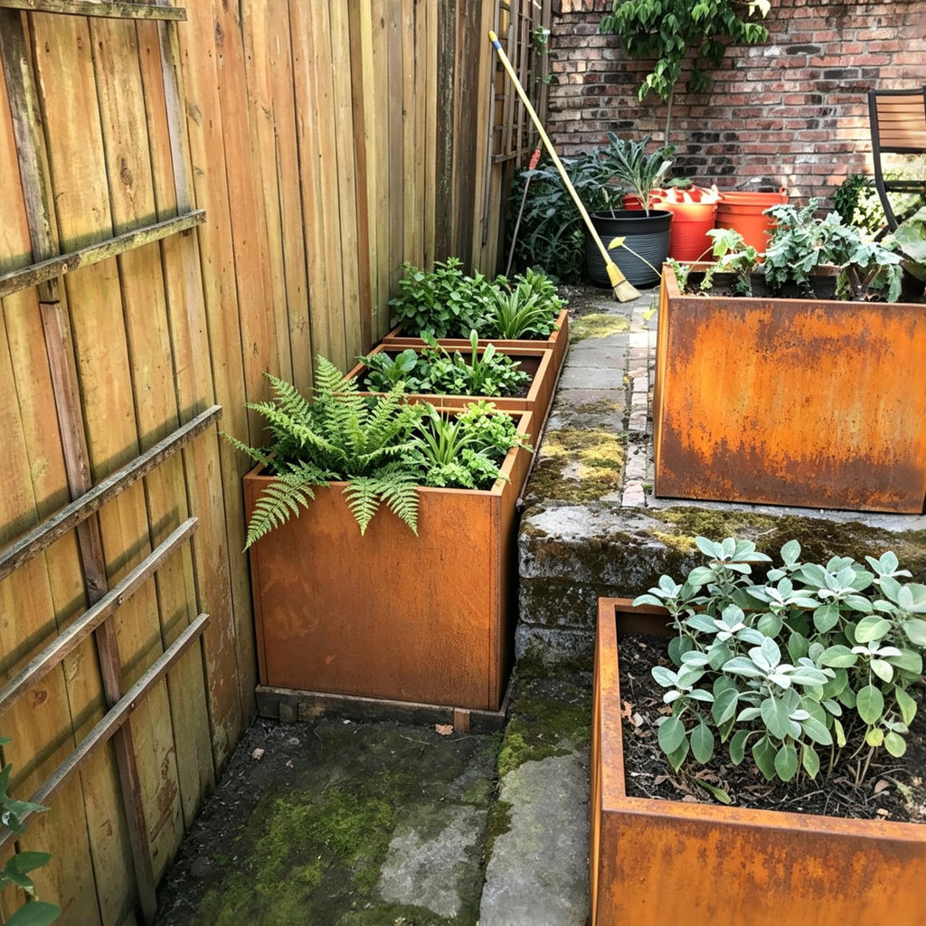 Corten Steel Planter Box 26 Inch, Metal Square Planters