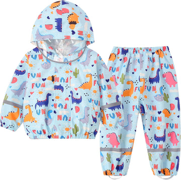 Kids Rainsuit Cartoon Raincoat Set, Toddlers Waterproof Raincoat with Pants Child Rainset Rainwear