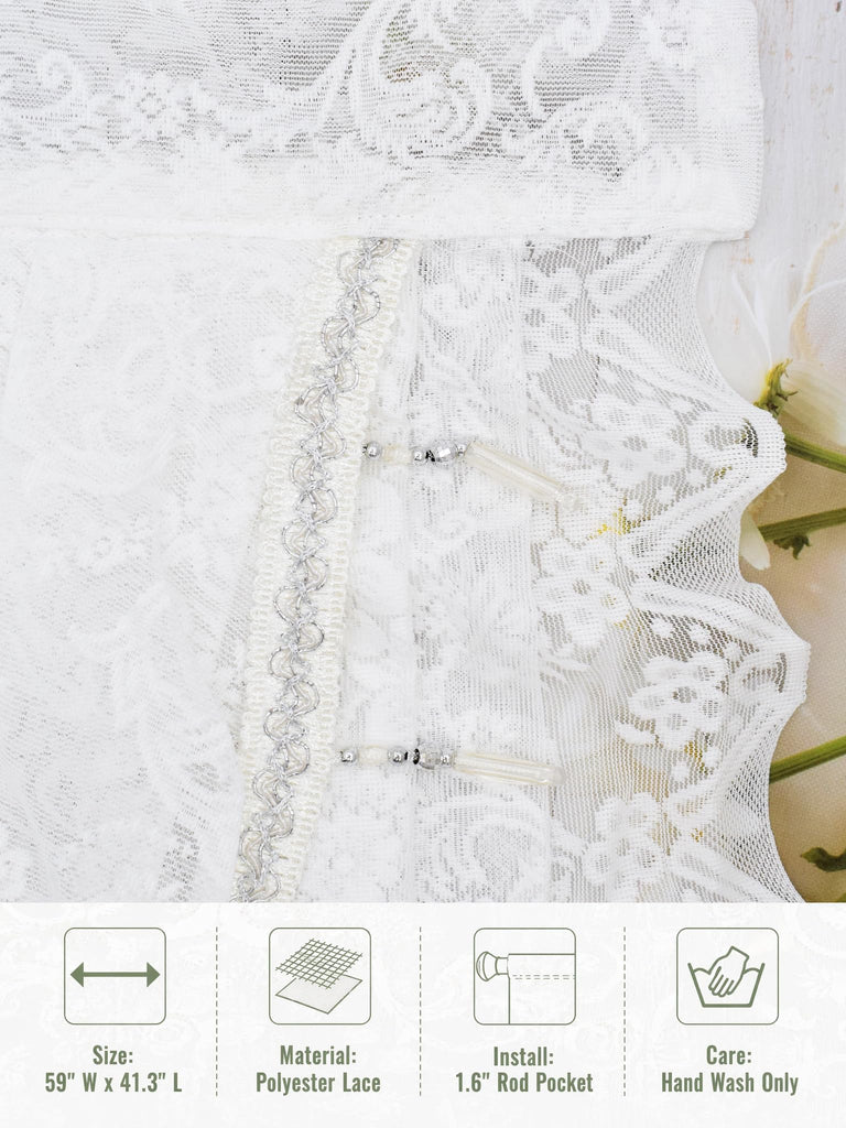 White Lace Window Valance Curtains Swag Victorian Gothic Style